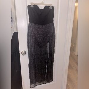 Strapless black silver sparkle dress